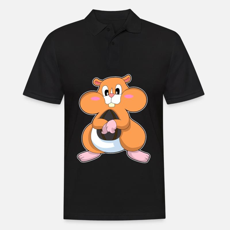 Hamster mit Wallnuss - Männer Poloshirt - Schwarz