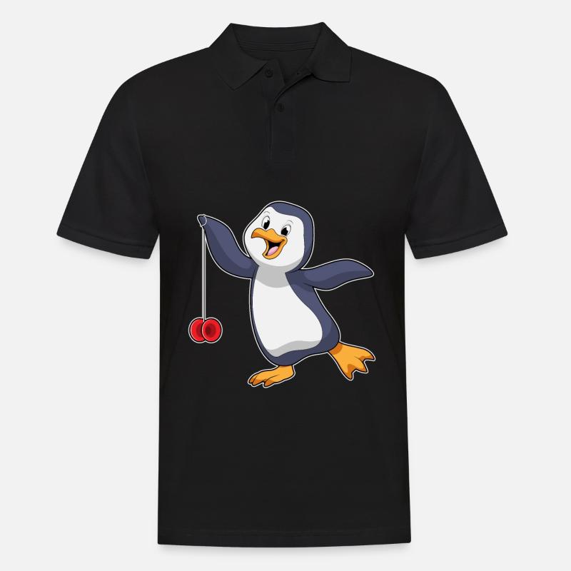 Pinguin mit Jojo - Männer Poloshirt - Schwarz