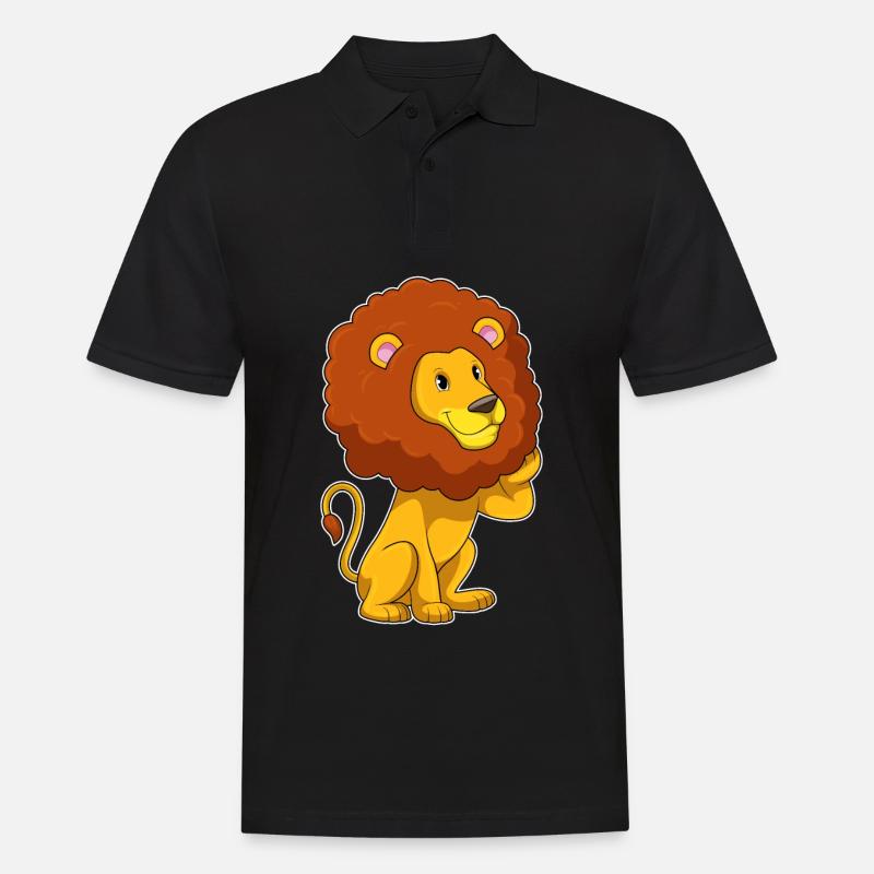 Löwe mit Locken - Männer Poloshirt - Schwarz