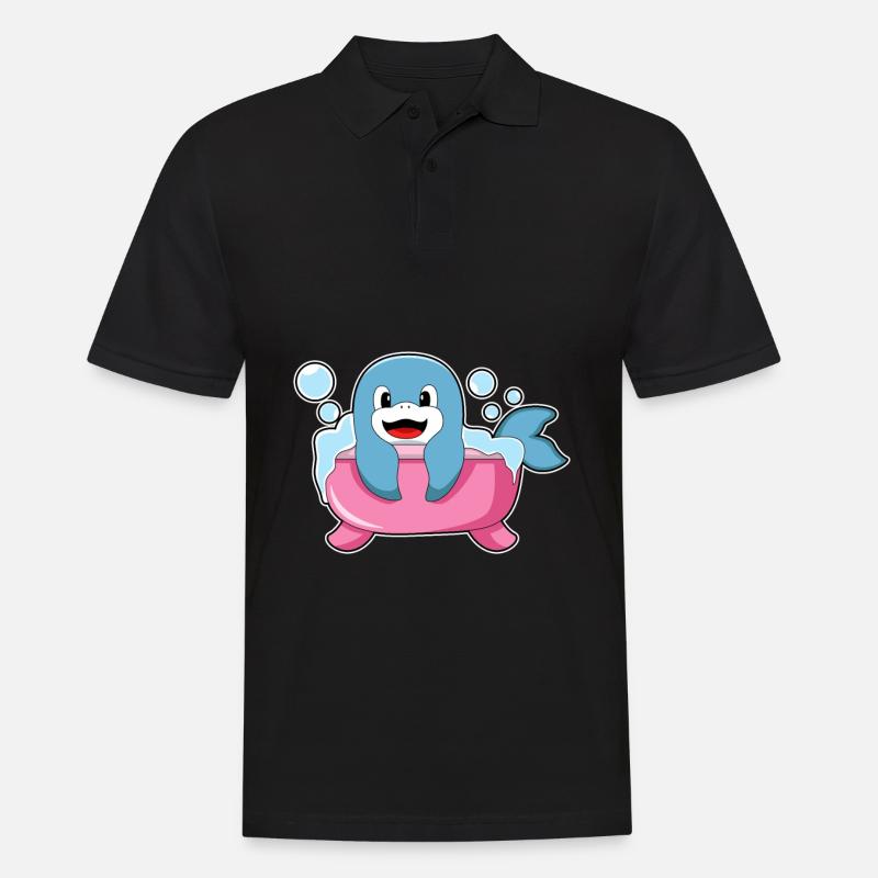 Delfin i badekar - Herre poloshirt - sort