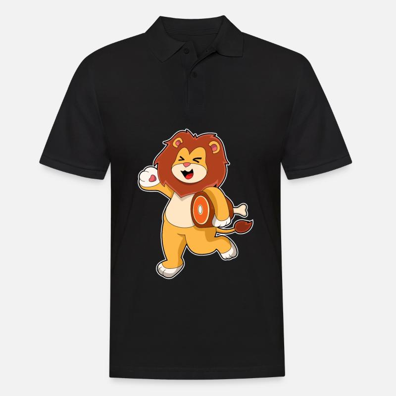 Löwe mit Fleisch - Männer Poloshirt - Schwarz