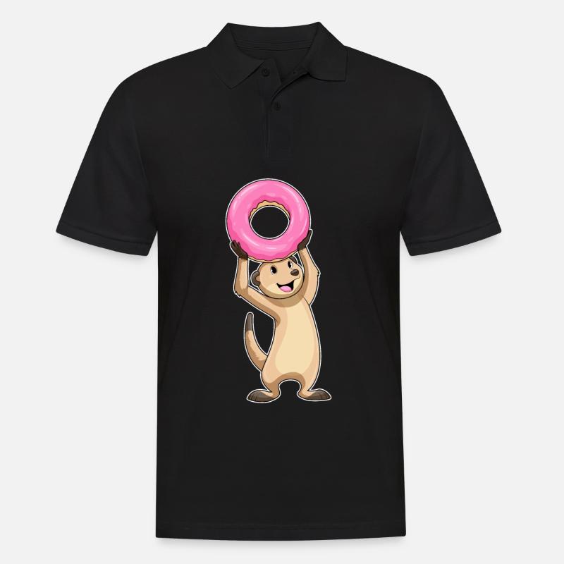 Erdmännchen mit Donut - Männer Poloshirt - Schwarz