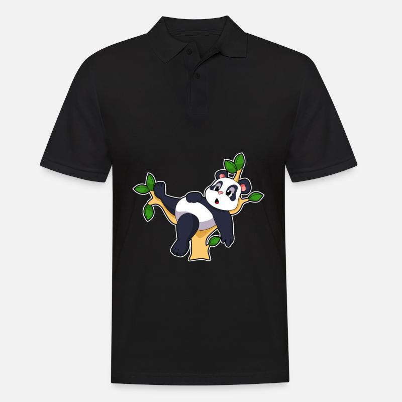 Panda on tree - Men's Polo Shirt - black