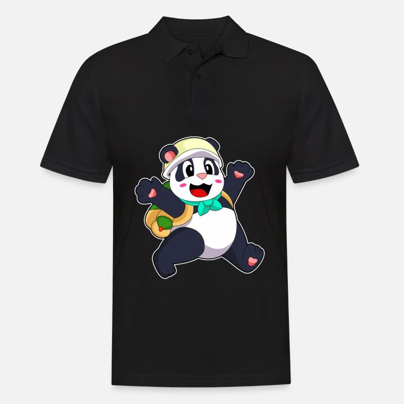 Panda als Schüler - Männer Poloshirt - Schwarz