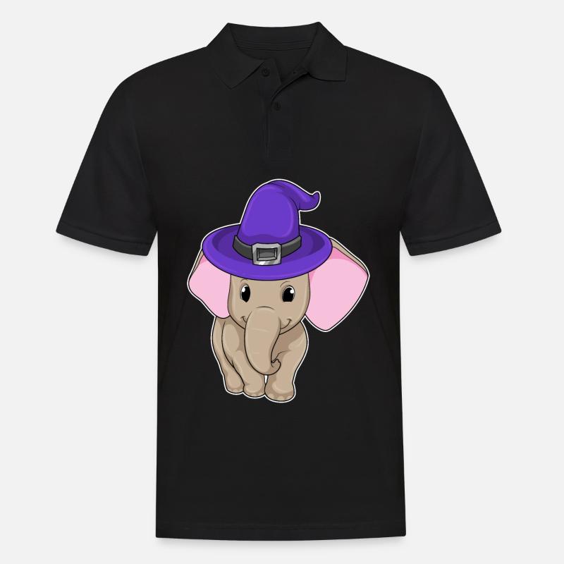 Elefant als Zauberer - Männer Poloshirt - Schwarz