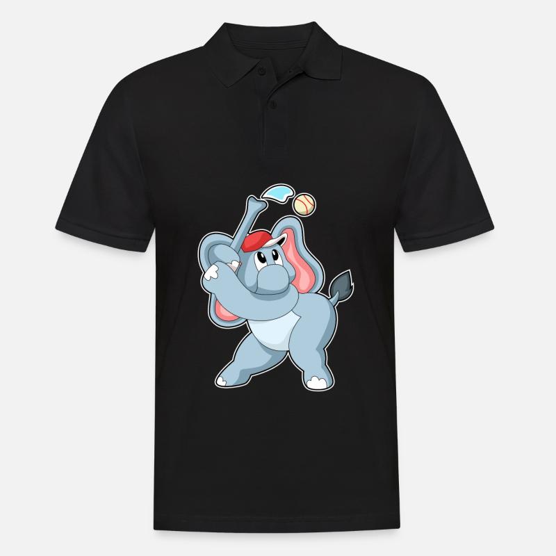 Elefant beim Baseball - Männer Poloshirt - Schwarz