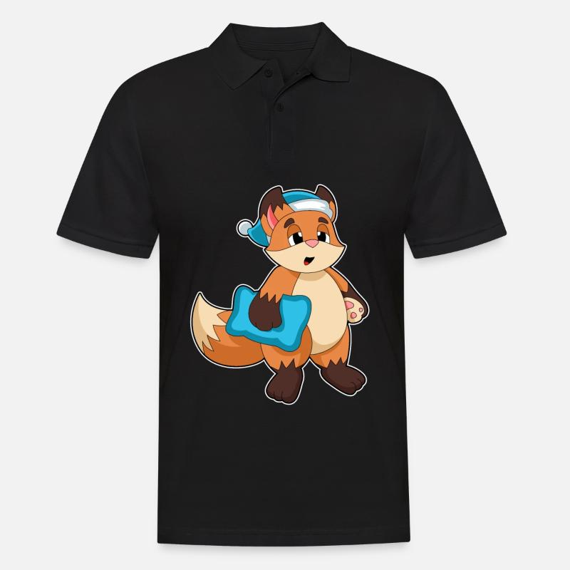 Fuchs mit Schlafmütze - Männer Poloshirt - Schwarz