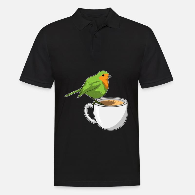 Vogel Kaffee Tasse - Männer Poloshirt - Schwarz