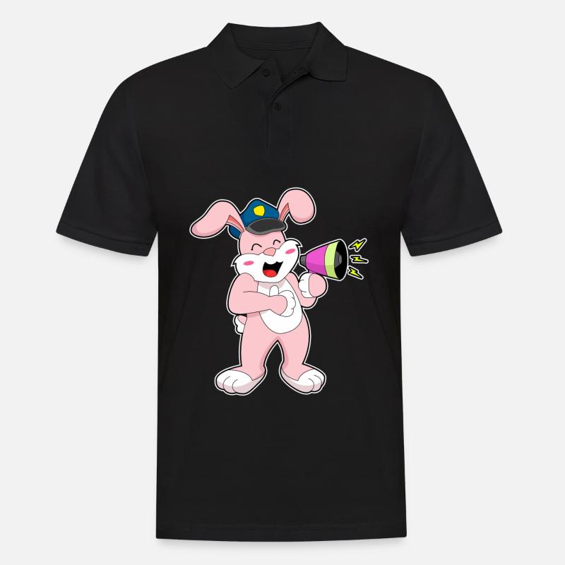 Rabbit Policeman Microphone - Men's Polo Shirt - black