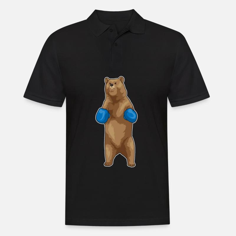 Bär Boxer Boxhandschuhe - Männer Poloshirt - Schwarz