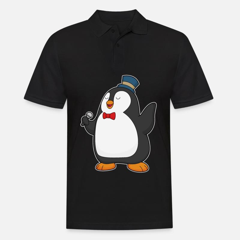 Penguin Singer Mikrofon - Koszulka polo męska - czarny