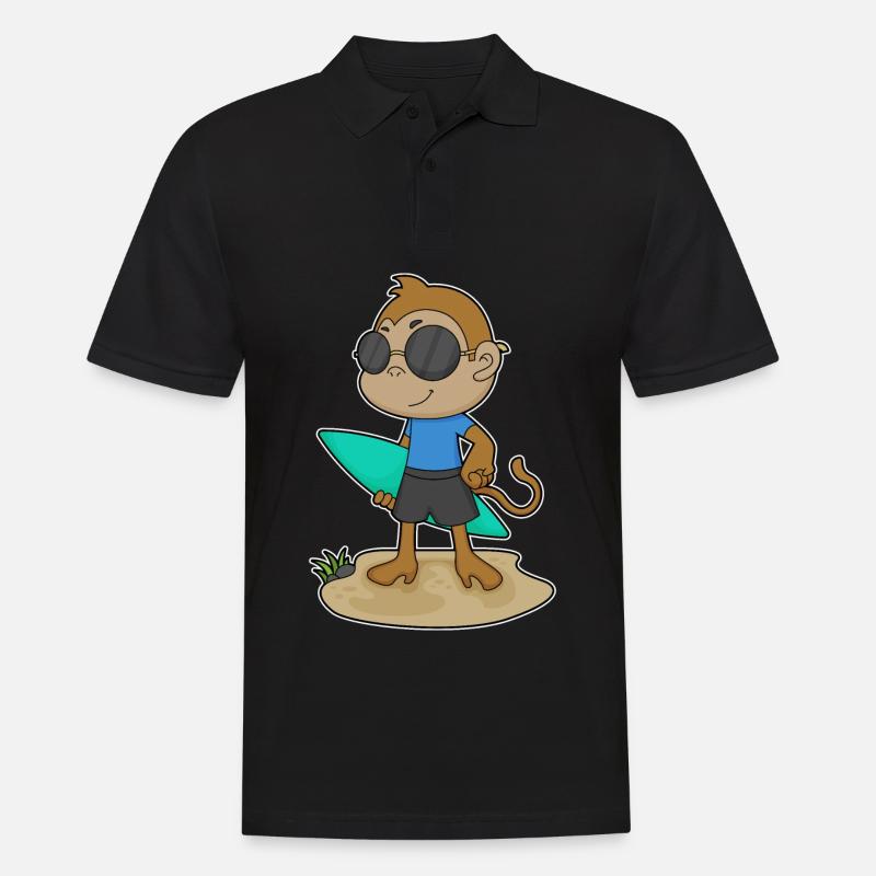 Monkey Surfer Surfboard - Men's Polo Shirt - black
