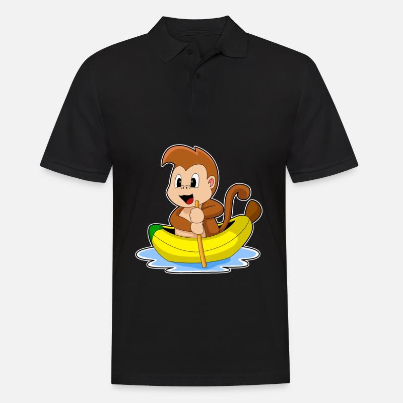 Affe Banane Boot - Männer Poloshirt - Schwarz