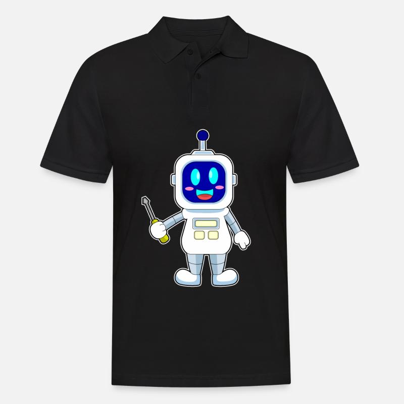 Roboter Handwerker Schraubenzieher - Männer Poloshirt - Schwarz