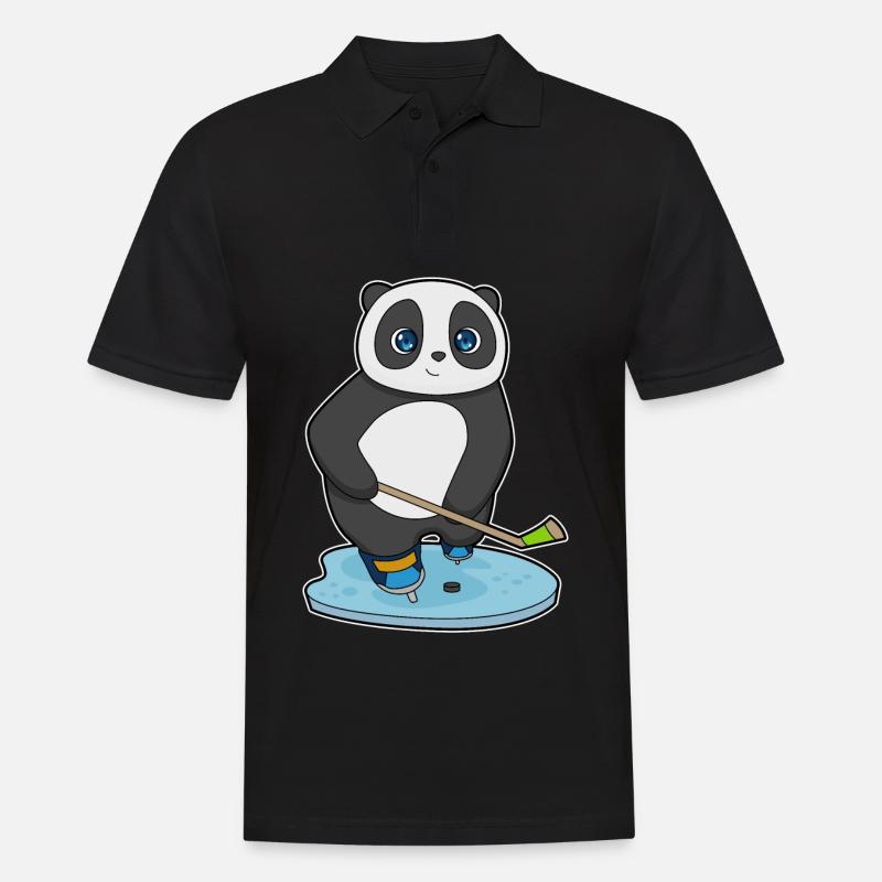 Panda Eishockey Eishockeyschläger - Männer Poloshirt - Schwarz