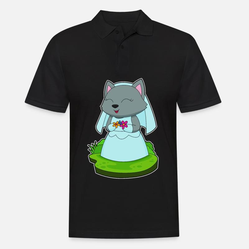 Cat Bride Fleurs Mariage - Polo Homme - noir