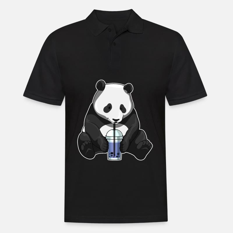 Panda Bubble Tea - Männer Poloshirt - Schwarz
