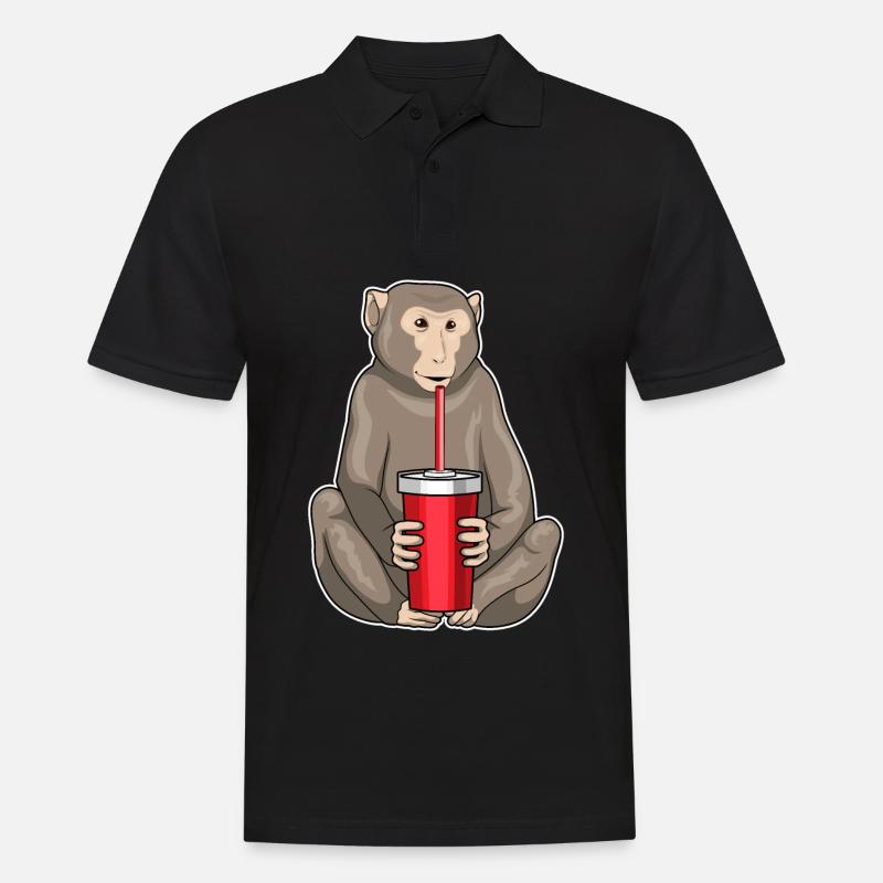 Affe Trinkbecher - Männer Poloshirt - Schwarz