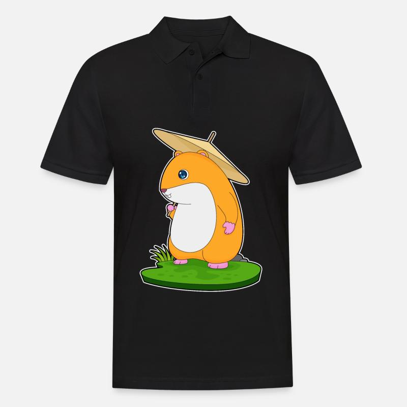 Hamster Regen Regenschirm - Männer Poloshirt - Schwarz