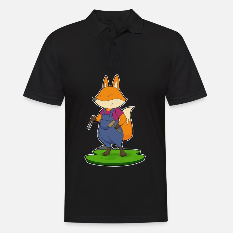 Fuchs Handwerker Hammer Meißel - Männer Poloshirt - Schwarz