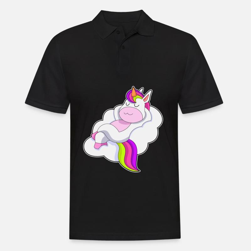 Einhorn Wolken - Männer Poloshirt - Schwarz