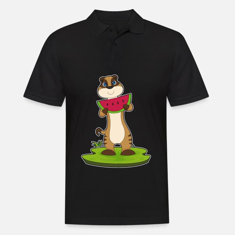 Erdmännchen Wassermelone Frucht - Männer Poloshirt - Schwarz