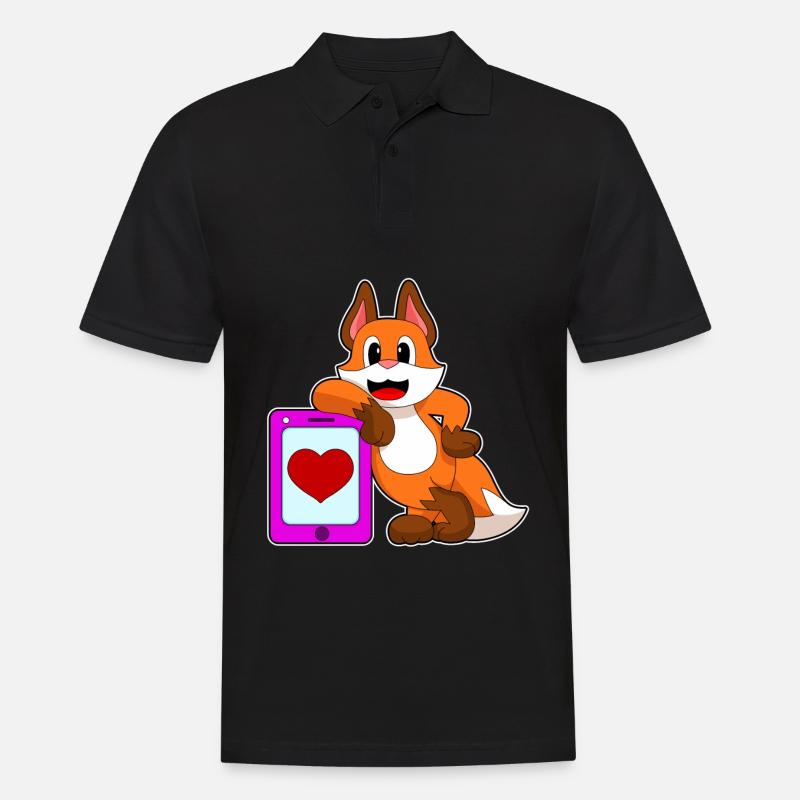Fuchs Herz - Männer Poloshirt - Schwarz
