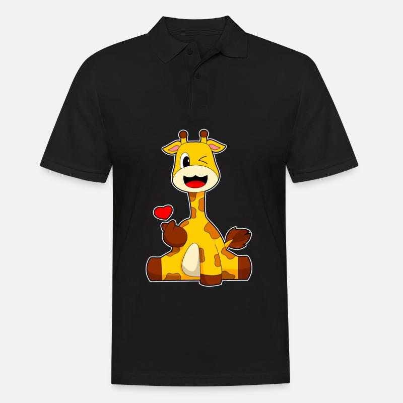 Giraffe Herz - Männer Poloshirt - Schwarz