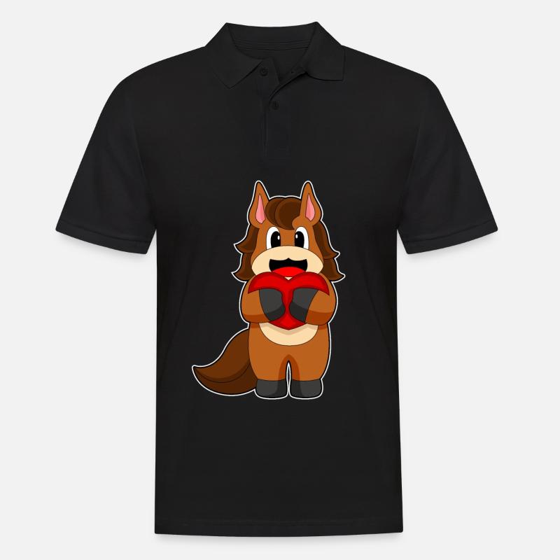 Pferd Herz - Männer Poloshirt - Schwarz