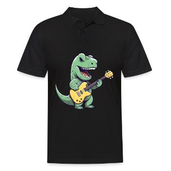 Trex Dinosaur avec guitare électrique - Polo Homme - noir - Devant - Kai (181cm)