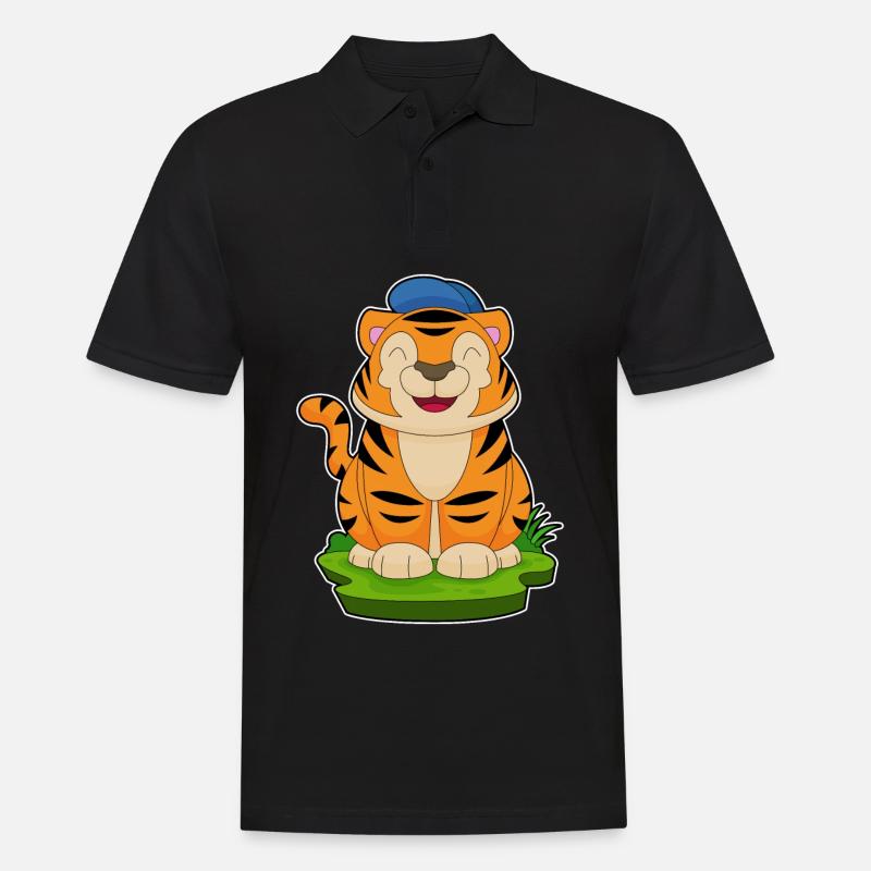 Tiger Cap - Männer Poloshirt - Schwarz