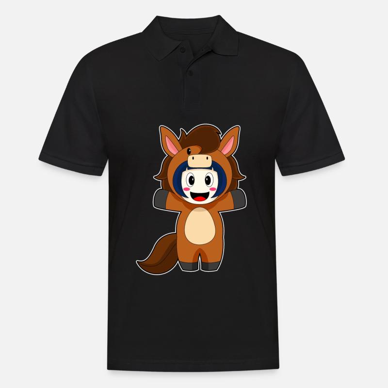 Pferd Mädchen Kostüm - Männer Poloshirt - Schwarz