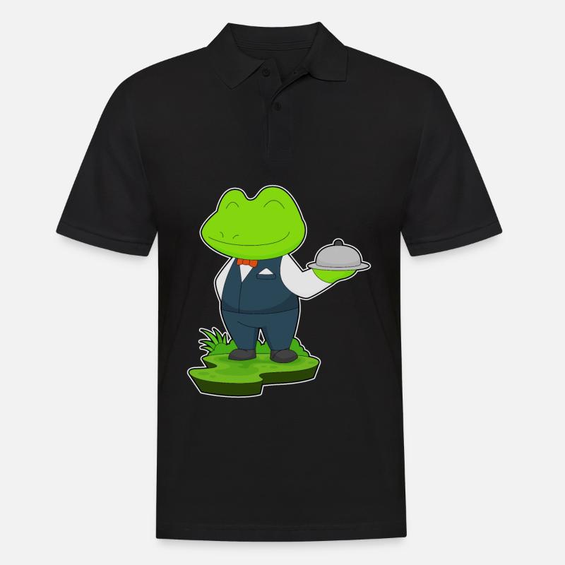 Frosch Kellner Servierplatte - Männer Poloshirt - Schwarz