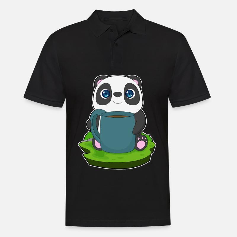 Panda Kaffee Becher - Männer Poloshirt - Schwarz