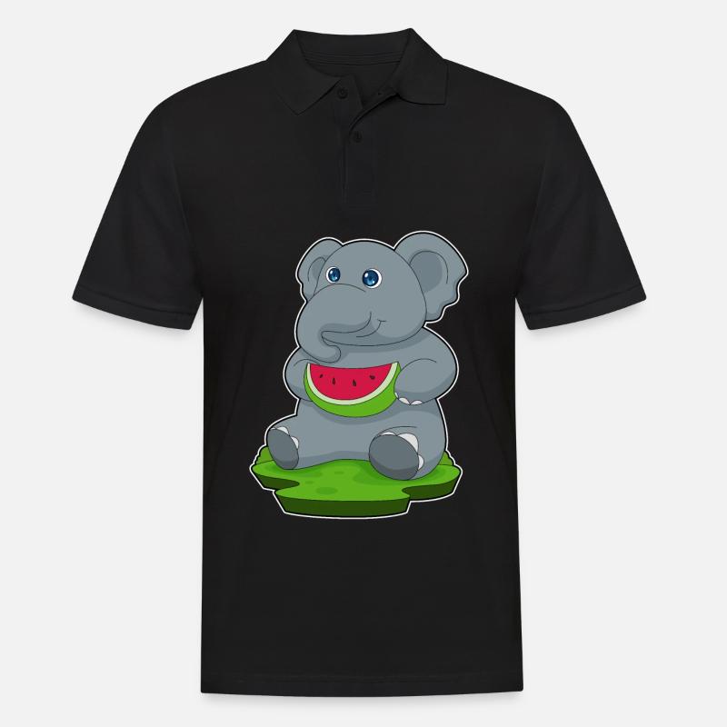 Éléphant Pastèque Fruit - Polo Homme - noir