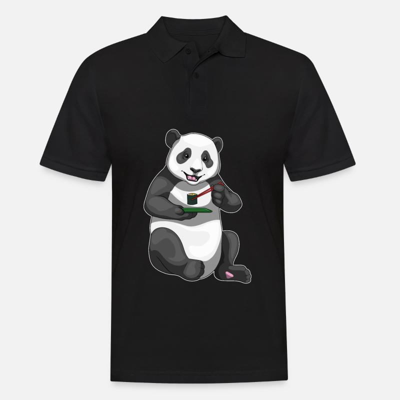 Panda Sushi - Männer Poloshirt - Schwarz
