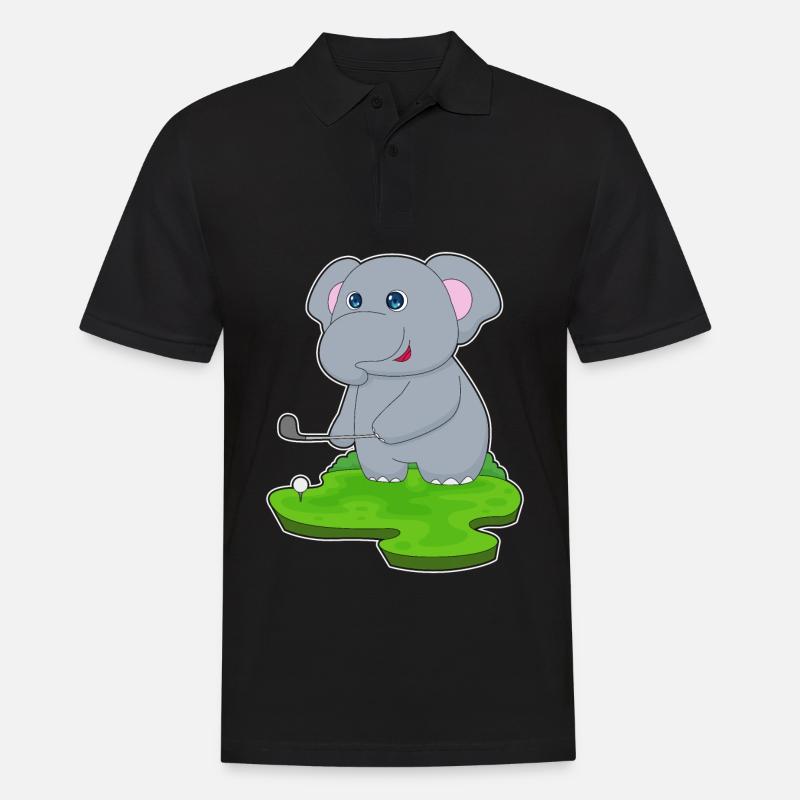 Elefant Golf Golfschläger - Männer Poloshirt - Schwarz