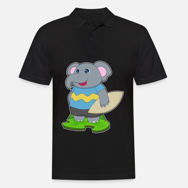 Elefant surfer surfebrett - Poloskjorte for menn - svart