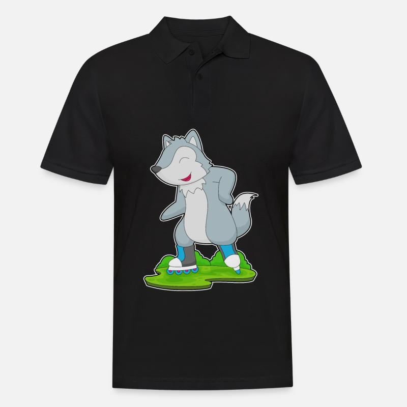 Wolf Inline skating Rollschuhe - Männer Poloshirt - Schwarz