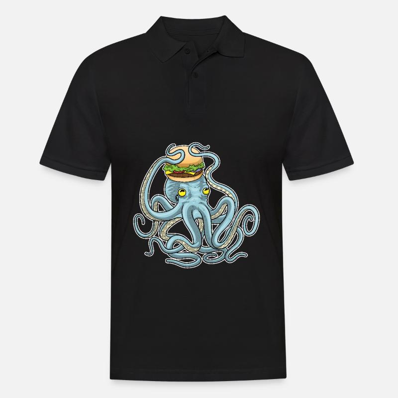 Krake Cheeseburger - Männer Poloshirt - Schwarz
