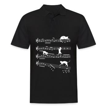 Cute cats kittens musician clef partit - Men's Polo Shirt - black - Front - Kai (181cm)