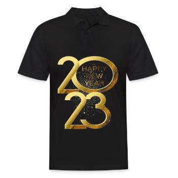 Joyeux Nouvel An 2023 Réveillon du Nouvel An Noël - Polo Homme - noir - Devant - Kai (181cm)