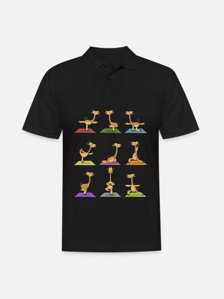 Yoga Giraffe Meditation Yogi Namaste Geschenk - Männer Poloshirt - Schwarz
