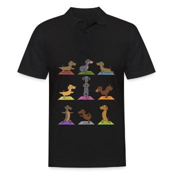 Yoga Dachshund Meditation Yogi Namaste Gift - Men's Polo Shirt - black - Front - Kai (181cm)