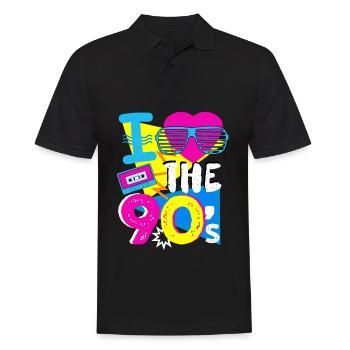 J'adore les années 90 - cadeau de musique rétro des années 90 - Polo Homme - noir - Devant - Kai (181cm)