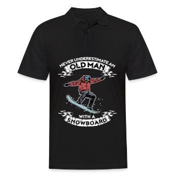 Unterschätze nie einen alten Mann mit Snowboard - Männer Poloshirt - Schwarz - Vorne - Kai (181cm)