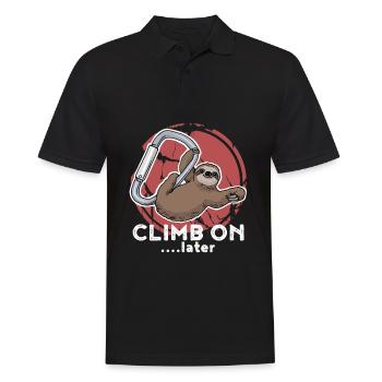 Klettern Faultier an Karabiner Kletterer Geschenk - Männer Poloshirt - Schwarz - Vorne - Kai (181cm)