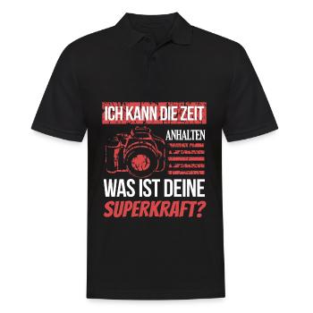 Fotografie Lustiges Zeit anhalten Kraft Geschenk - Männer Poloshirt - Schwarz - Vorne - Kai (181cm)