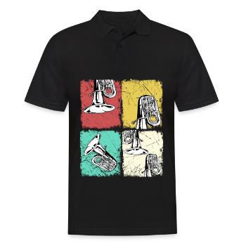 Tuba T-Shirt Sousaphone Brass band Music Big Band - Men's Polo Shirt - black - Front - Kai (181cm)