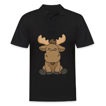 Elk Tshirt Sweden Shirt Scandinavia Norway - Men's Polo Shirt - black - Front - Kai (181cm)